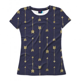 Женская футболка 3D с принтом Золотые стрелы в Курске, 100% полиэфир ( синтетическое хлопкоподобное полотно) | прямой крой, круглый вырез горловины, длина до линии бедер | стрелы