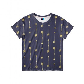 Детская футболка 3D с принтом Золотые стрелы в Курске, 100% гипоаллергенный полиэфир | прямой крой, круглый вырез горловины, длина до линии бедер, чуть спущенное плечо, ткань немного тянется | стрелы