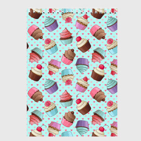 Скетчбук с принтом Милые кексики в Курске, 100% бумага
 | 48 листов, плотность листов — 100 г/м2, плотность картонной обложки — 250 г/м2. Листы скреплены сверху удобной пружинной спиралью | Тематика изображения на принте: cupcake | deliciouse | lollipop | strawberry | sweets | yummy | вкусняшки | еда | капкейк | капкейки | клубника | конфета | леденец | сладости | черника