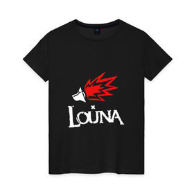 Женская футболка хлопок с принтом Louna в Курске, 100% хлопок | прямой крой, круглый вырез горловины, длина до линии бедер, слегка спущенное плечо | 
