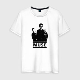 Мужская футболка хлопок с принтом Muse в Курске, 100% хлопок | прямой крой, круглый вырез горловины, длина до линии бедер, слегка спущенное плечо. | 