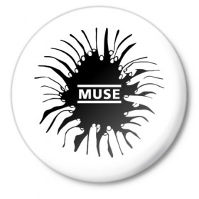 Значок с принтом Muse в Курске,  металл | круглая форма, металлическая застежка в виде булавки | 