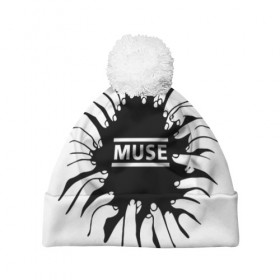 Шапка 3D c помпоном с принтом Muse в Курске, 100% полиэстер | универсальный размер, печать по всей поверхности изделия | 