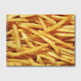 Альбом для рисования с принтом Картошка фри в Курске, 100% бумага
 | матовая бумага, плотность 200 мг. | Тематика изображения на принте: вкусная | еда | жареный | желтый | закуска | картофель | картофеля | картоха | картошка | картошки | палки | палочки | полоски | фас фуд | фаст фуд | фастфуд | фасфуд | фвсфут | фри