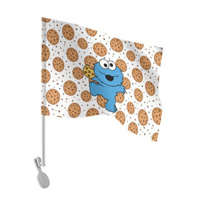 Флаг для автомобиля с принтом Cookie monster в Курске, 100% полиэстер | Размер: 30*21 см | cookie | cookiemonster | delicious | eat | monster | yummy | еда | куки | кукимонстр | монстр | печенье | сладости | улица | улицасезам