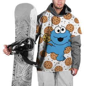 Накидка на куртку 3D с принтом Cookie monster в Курске, 100% полиэстер |  | cookie | cookiemonster | delicious | eat | monster | yummy | еда | куки | кукимонстр | монстр | печенье | сладости | улица | улицасезам