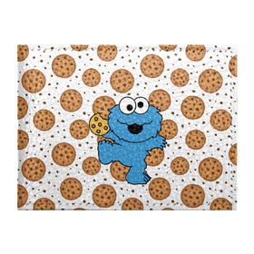 Обложка для студенческого билета с принтом Cookie monster в Курске, натуральная кожа | Размер: 11*8 см; Печать на всей внешней стороне | cookie | cookiemonster | delicious | eat | monster | yummy | еда | куки | кукимонстр | монстр | печенье | сладости | улица | улицасезам