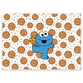Поздравительная открытка с принтом Cookie monster в Курске, 100% бумага | плотность бумаги 280 г/м2, матовая, на обратной стороне линовка и место для марки
 | cookie | cookiemonster | delicious | eat | monster | yummy | еда | куки | кукимонстр | монстр | печенье | сладости | улица | улицасезам