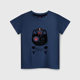Детская футболка хлопок с принтом кот пират в Курске, 100% хлопок | круглый вырез горловины, полуприлегающий силуэт, длина до линии бедер | кот | пират | рыбка | скелет