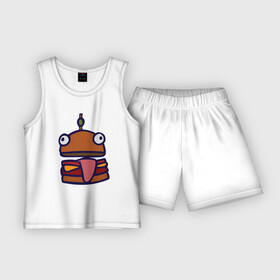 Детская пижама с шортами хлопок с принтом Derp Burger в Курске,  |  | Тематика изображения на принте: fortnite | фортнайт