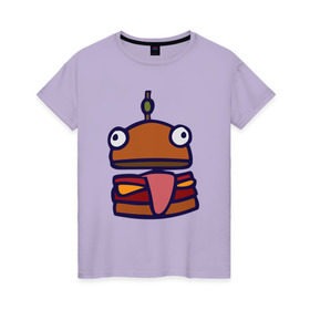 Женская футболка хлопок с принтом Derp Burger в Курске, 100% хлопок | прямой крой, круглый вырез горловины, длина до линии бедер, слегка спущенное плечо | Тематика изображения на принте: fortnite | фортнайт