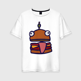 Женская футболка хлопок Oversize с принтом Derp Burger в Курске, 100% хлопок | свободный крой, круглый ворот, спущенный рукав, длина до линии бедер
 | Тематика изображения на принте: fortnite | фортнайт