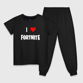 Детская пижама хлопок с принтом I love Fortnite в Курске, 100% хлопок |  брюки и футболка прямого кроя, без карманов, на брюках мягкая резинка на поясе и по низу штанин
 | 