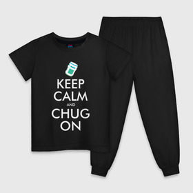 Детская пижама хлопок с принтом Chug on в Курске, 100% хлопок |  брюки и футболка прямого кроя, без карманов, на брюках мягкая резинка на поясе и по низу штанин
 | fortnite | фортнайт