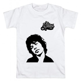 Мужская футболка хлопок с принтом The Rolling Stones в Курске, 100% хлопок | прямой крой, круглый вырез горловины, длина до линии бедер, слегка спущенное плечо. | 