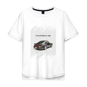 Мужская футболка хлопок Oversize с принтом Porsche retro в Курске, 100% хлопок | свободный крой, круглый ворот, “спинка” длиннее передней части | Тематика изображения на принте: auto | porsche | retro | авто | автомобиль | порш | порше | ретро