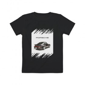 Детская футболка хлопок с принтом Porsche retro в Курске, 100% хлопок | круглый вырез горловины, полуприлегающий силуэт, длина до линии бедер | Тематика изображения на принте: auto | porsche | retro | авто | автомобиль | порш | порше | ретро