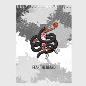 Скетчбук с принтом Fear the Beard в Курске, 100% бумага
 | 48 листов, плотность листов — 100 г/м2, плотность картонной обложки — 250 г/м2. Листы скреплены сверху удобной пружинной спиралью | hurden | nba | rockets | баскетбол | нба | харден | хьюстон рокетс