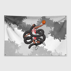 Флаг-баннер с принтом Fear the Beard в Курске, 100% полиэстер | размер 67 х 109 см, плотность ткани — 95 г/м2; по краям флага есть четыре люверса для крепления | hurden | nba | rockets | баскетбол | нба | харден | хьюстон рокетс