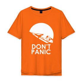 Мужская футболка хлопок Oversize с принтом Dont Panic в Курске, 100% хлопок | свободный крой, круглый ворот, “спинка” длиннее передней части | elon musk | spacex | илон маск | космос | марс | спейс икс
