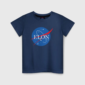 Детская футболка хлопок с принтом Elon в Курске, 100% хлопок | круглый вырез горловины, полуприлегающий силуэт, длина до линии бедер | Тематика изображения на принте: elon musk | spacex | илон маск | космос | марс | спейс икс