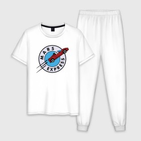 Мужская пижама хлопок с принтом Mars Express в Курске, 100% хлопок | брюки и футболка прямого кроя, без карманов, на брюках мягкая резинка на поясе и по низу штанин
 | elon musk | spacex | илон маск | космос | марс | спейс икс