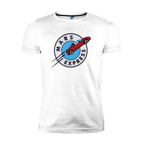Мужская футболка премиум с принтом Mars Express в Курске, 92% хлопок, 8% лайкра | приталенный силуэт, круглый вырез ворота, длина до линии бедра, короткий рукав | elon musk | spacex | илон маск | космос | марс | спейс икс