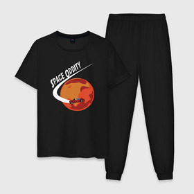 Мужская пижама хлопок с принтом Space Oddity в Курске, 100% хлопок | брюки и футболка прямого кроя, без карманов, на брюках мягкая резинка на поясе и по низу штанин
 | elon musk | spacex | илон маск | космос | марс | спейс икс