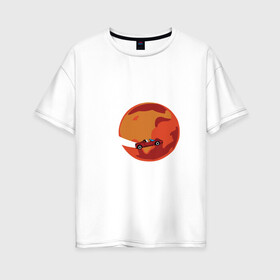 Женская футболка хлопок Oversize с принтом Space Oddity в Курске, 100% хлопок | свободный крой, круглый ворот, спущенный рукав, длина до линии бедер
 | elon musk | spacex | илон маск | космос | марс | спейс икс