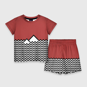 Детский костюм с шортами 3D с принтом Твин Пикс в Курске,  |  | twin peaks | абстракция | волны | горы | паттерн | скалы | твин пикс | треугольные горы