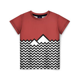 Детская футболка 3D с принтом Твин Пикс в Курске, 100% гипоаллергенный полиэфир | прямой крой, круглый вырез горловины, длина до линии бедер, чуть спущенное плечо, ткань немного тянется | Тематика изображения на принте: twin peaks | абстракция | волны | горы | паттерн | скалы | твин пикс | треугольные горы