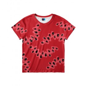 Детская футболка 3D с принтом Watermelon pattern в Курске, 100% гипоаллергенный полиэфир | прямой крой, круглый вырез горловины, длина до линии бедер, чуть спущенное плечо, ткань немного тянется | Тематика изображения на принте: pattern | watermelon | арбуз | еда | лето | фрукты | ягоды