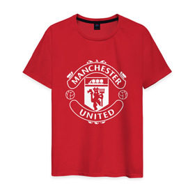 Мужская футболка хлопок с принтом Manchester United в Курске, 100% хлопок | прямой крой, круглый вырез горловины, длина до линии бедер, слегка спущенное плечо. | Тематика изображения на принте: club | football | logo | manchester | rooney | united | английская | дьяволы | красные | лига | лого | логотип | манчестер | премьер | эмблема | юнайтед
