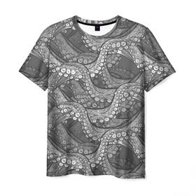 Мужская футболка 3D с принтом Octopus dark в Курске, 100% полиэфир | прямой крой, круглый вырез горловины, длина до линии бедер | октопус | осьминог | щупальца
