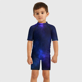 Детский купальный костюм 3D с принтом Звёздное небо в Курске, Полиэстер 85%, Спандекс 15% | застежка на молнии на спине | Тематика изображения на принте: abstraction | cosmos | nebula | space | star | universe | абстракция | вселенная | звезды | космос | мир | планеты