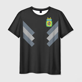 Мужская футболка 3D с принтом Аргентина ЧМ 2018 гостевая в Курске, 100% полиэфир | прямой крой, круглый вырез горловины, длина до линии бедер | cup | fifa | world | мира | мундиаль | россия | чемпионат