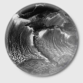 Значок с принтом Земля в черном цвете в Курске,  металл | круглая форма, металлическая застежка в виде булавки | 