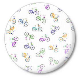 Значок с принтом Радужные велосипеды в Курске,  металл | круглая форма, металлическая застежка в виде булавки | Тематика изображения на принте: 