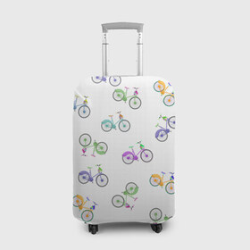 Чехол для чемодана 3D с принтом Радужные велосипеды в Курске, 86% полиэфир, 14% спандекс | двустороннее нанесение принта, прорези для ручек и колес | 