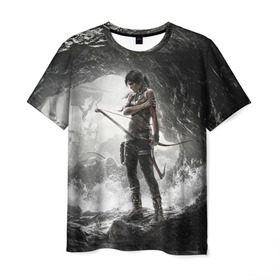 Мужская футболка 3D с принтом Tomb Raider в Курске, 100% полиэфир | прямой крой, круглый вырез горловины, длина до линии бедер | croft | lara | raider | tomb | гробниц | игра | крофт | лара | расхитительница