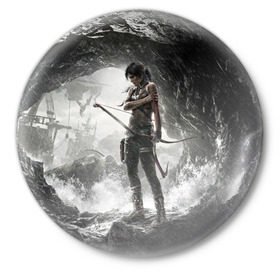 Значок с принтом Tomb Raider в Курске,  металл | круглая форма, металлическая застежка в виде булавки | croft | lara | raider | tomb | гробниц | игра | крофт | лара | расхитительница
