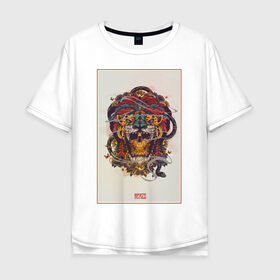 Мужская футболка хлопок Oversize с принтом Мексика в Курске, 100% хлопок | свободный крой, круглый ворот, “спинка” длиннее передней части | америка | ацтеки | латино | майя | маска | тигр | череп | этно | южная