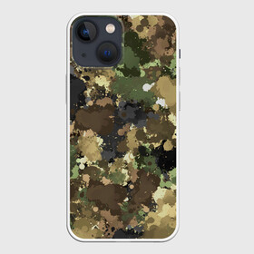 Чехол для iPhone 13 mini с принтом Камуфляж с кляксами в Курске,  |  | клякса | краски | маскировка | милитари | паттрен | пятна | хаки | художник