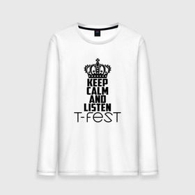 Мужской лонгслив хлопок с принтом Keep calm and listen T-Fest в Курске, 100% хлопок |  | t fest | т фест