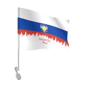 Флаг для автомобиля с принтом DAGESTAN (Волгоград) в Курске, 100% полиэстер | Размер: 30*21 см | 05 | ru | rus | герб | даг | дагестан | дагестанец | знак | надпись | патриот | полосы | республика | российская | российский | россия | русская | русский | рф | символ | страна | флаг | флага | цвета