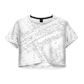Женская футболка 3D укороченная с принтом Топография_01 в Курске, 100% полиэстер | круглая горловина, длина футболки до линии талии, рукава с отворотами | Тематика изображения на принте: survey | геодезист | геодезия | топография
