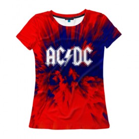 Женская футболка 3D с принтом AC/DC в Курске, 100% полиэфир ( синтетическое хлопкоподобное полотно) | прямой крой, круглый вырез горловины, длина до линии бедер | ac dc | atco | atlantic | columbia | east west | elektra | emi | epic | ангус янг | крис слэйд | музыка | стиви янг | эксл роуз