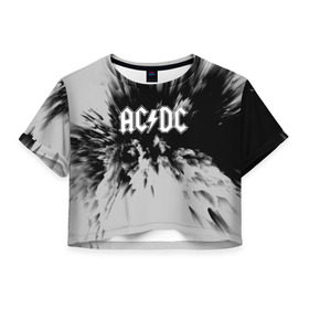Женская футболка 3D укороченная с принтом AC/DC в Курске, 100% полиэстер | круглая горловина, длина футболки до линии талии, рукава с отворотами | ac dc | atco | atlantic | columbia | east west | elektra | emi | epic | ангус янг | крис слэйд | музыка | стиви янг | эксл роуз