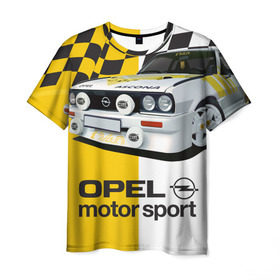 Мужская футболка 3D с принтом Opel Motor Sport Ascona B в Курске, 100% полиэфир | прямой крой, круглый вырез горловины, длина до линии бедер | 