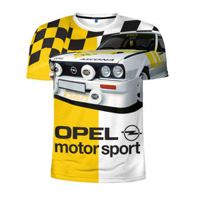 Мужская футболка 3D спортивная с принтом Opel Motor Sport Ascona B в Курске, 100% полиэстер с улучшенными характеристиками | приталенный силуэт, круглая горловина, широкие плечи, сужается к линии бедра | 
